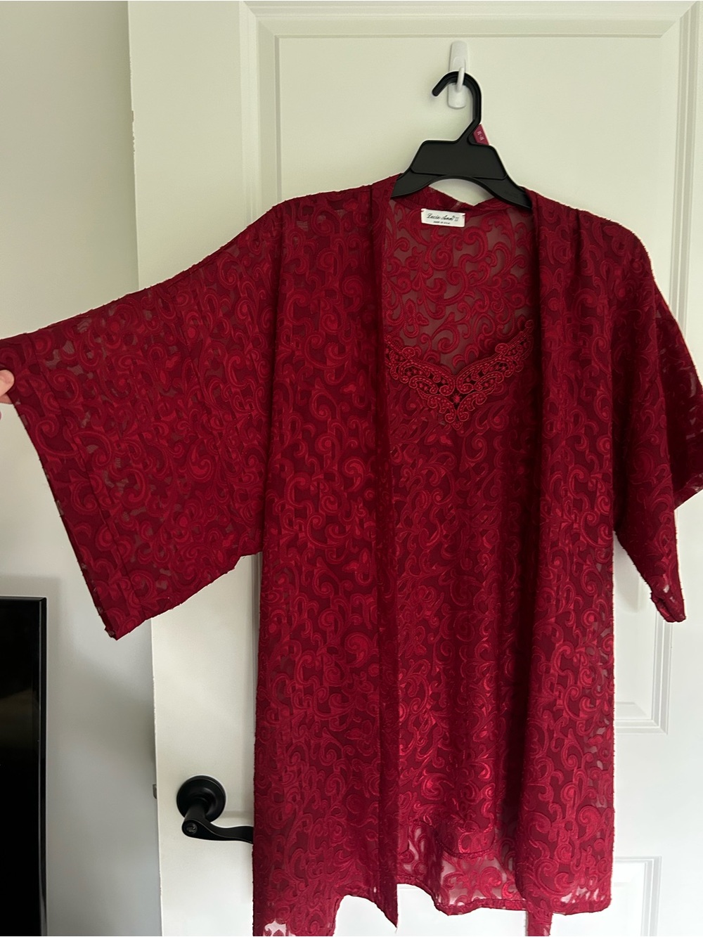 Vintage Lucie Ann Robe & Chemise Set - Burgundy